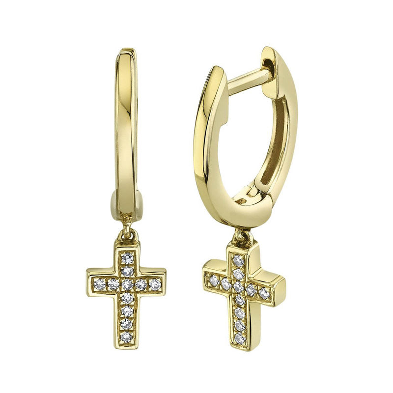 0.04ct Cross Huggie Earrings - Pasha Fine Jewelry