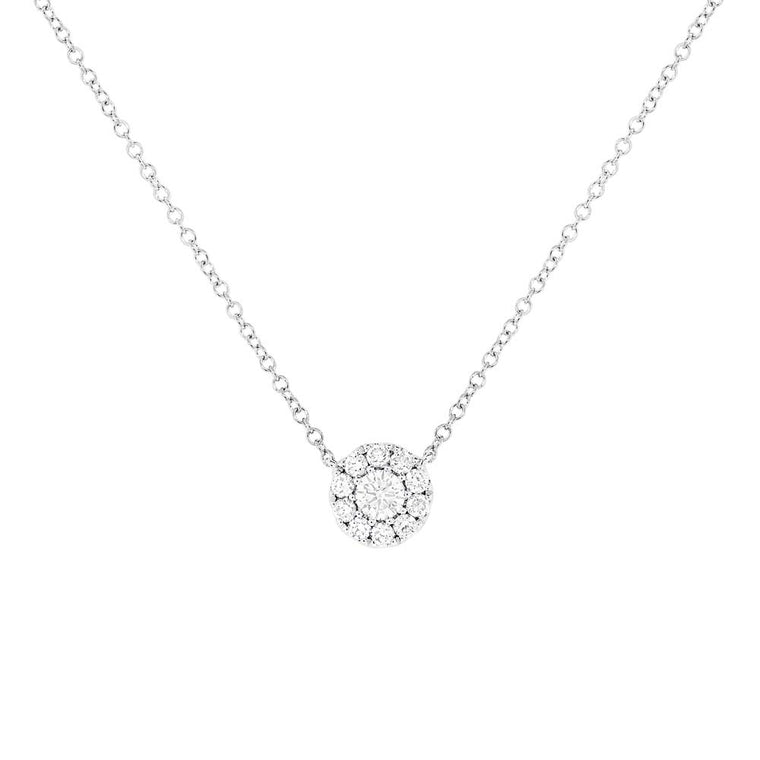 Round Diamond with Halo Necklace